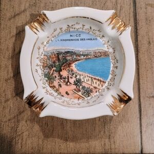 Source Unknown Decorative Ashtray with Gold and Blue Accents